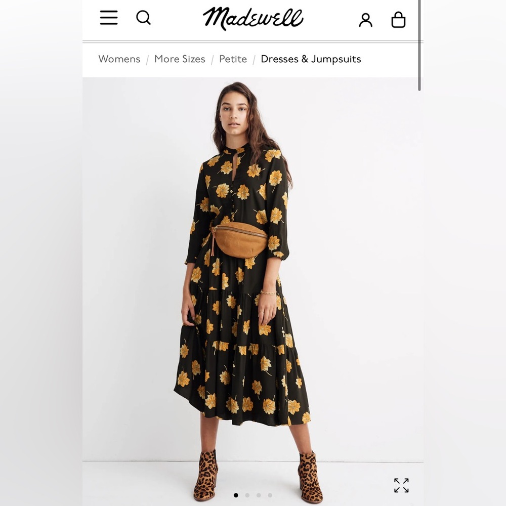 Madewell button front tiered floral dress size Medium